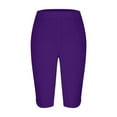 thumbnail image 5 of Jewelreauty Short Leggings for Women High Waisted Workout Stretch Yoga Leggings Pull On Knee Length Pants (M, Purple), 5 of 5