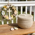 thumbnail image 6 of Slhenay Storage Basket with Lid, Round Woven Blanket Storage for Living Room, Decorative Cute Cotton Rope Hamper for Spring Easter Home Decor (L), 6 of 6