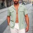 thumbnail image 2 of YABCSAZ Men's Oxford Shirts Button Down Shirt Regular Fit Tops Dress Shirts for Hiking Fishing, Summer Wedding Shirt Relaxed Loose Shirt with Pocket, Short Sleeve Casual Shirts for Men, 2 of 6
