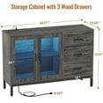 thumbnail image 3 of Aheaplus Sideboard Buffet Cabinet with 3 Wood Drawers, Storage Cabinet with Power Outlet & LED Light, 3 of 7