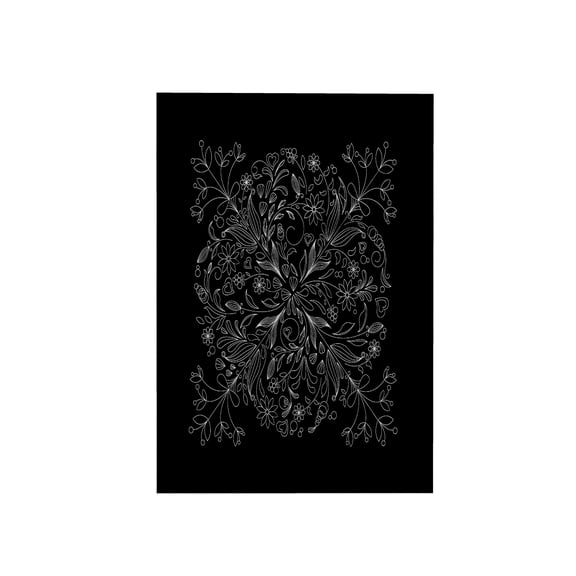 3dRose, Pretty Lacey Flower Decorated Square In White On A Black Background, 15x22 Hand Towel