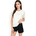 thumbnail image 7 of Women's Lace Eyelet Top with Scalloped Short Sleeves and Embroidered Details- White,Medium, 7 of 7