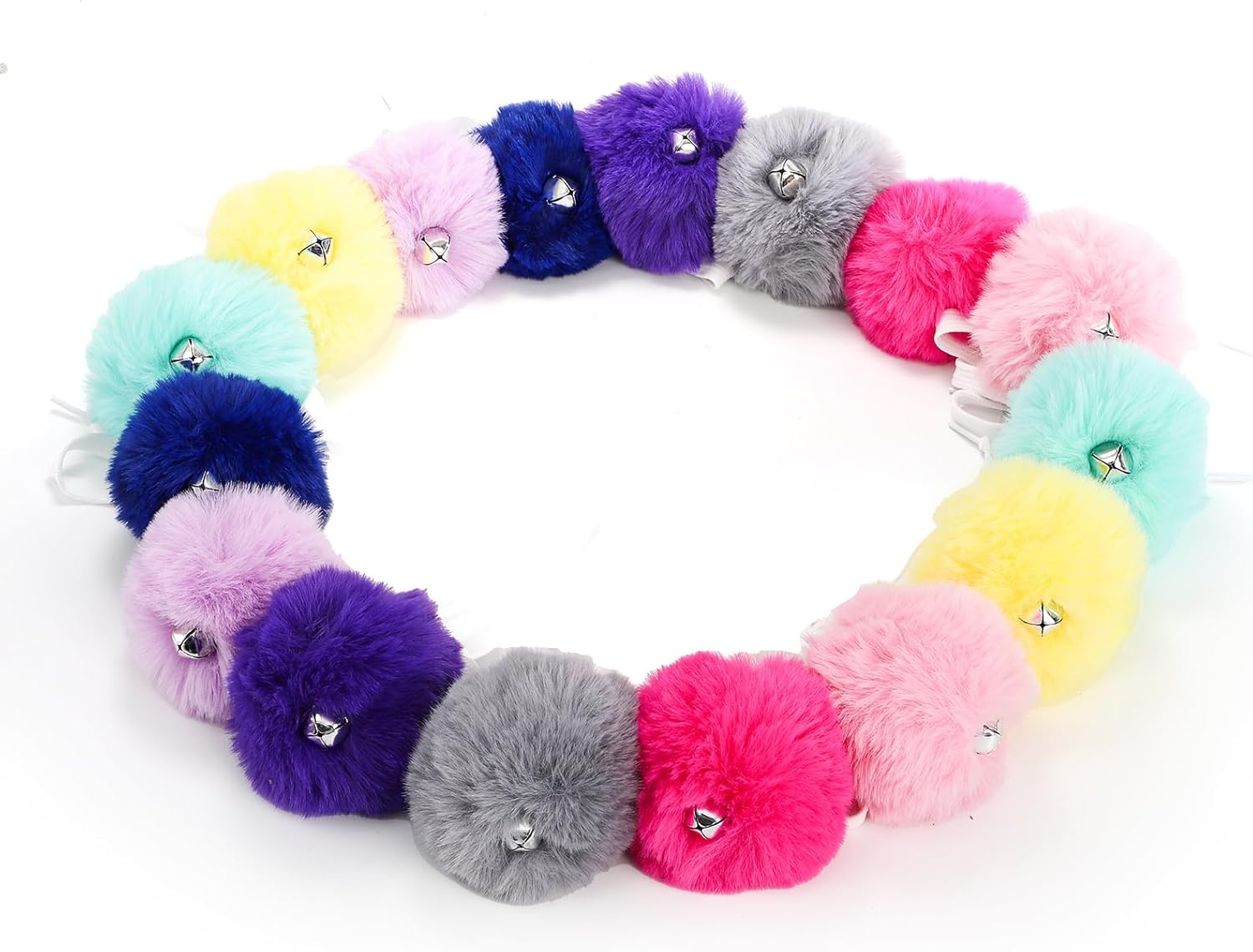 16 Pack Roller Skate Pom Poms with Bells for Women Girls Princess, Fluffy Tie-on Ice Skate Pompom Puff Balls, Fuzzy Pom Poms Quad Roller Skate Accessories, 8 CM, Assorted Colors