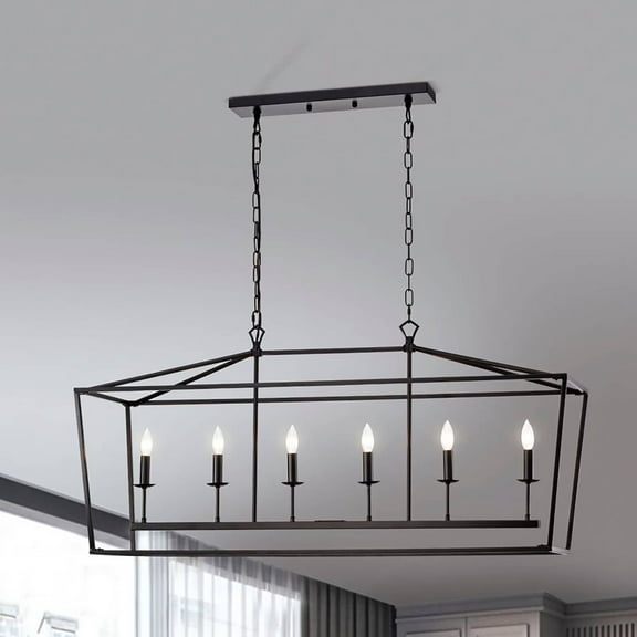 Warehouse of Tiffany PD007/6MB Jayce 22.8 in. 6-Light Indoor Matte Black Finish Chandelier with Light Kit