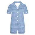 thumbnail image 5 of HUJlwoi Button down Pajamas Sets Stripe 2 Piece Pj Sets Short Sleeve Pocket Sleepwear Shorts Lounge Sets Classic Printed Summer Nightwear, 5 of 5