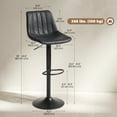 thumbnail image 3 of HOMCOM Adjustable Bar Stools Set of 2, Leathaire Swivel Barstools, Back, 3 of 10