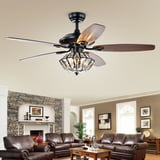 Makore Matte Black 52-inch Lighted Ceiling Fan with Crystal Shade ...