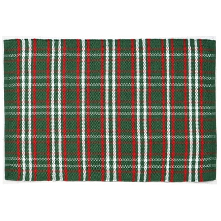 Holiday Time Green Plaid Layering Rug