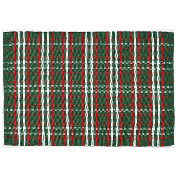 Holiday Time Green Plaid Layering Rug