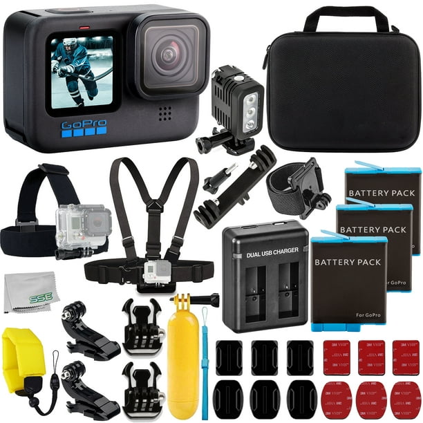  GoPro HERO10 Black with 4 Extra Battery, Dual Charger, 128GB  microSD Card, Cleaning Kit : Electronics