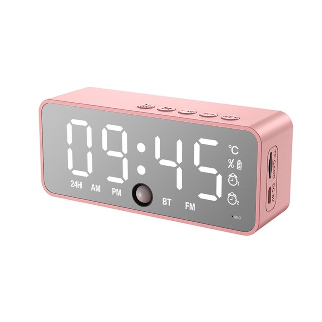 Reloj despertador de mesa Toystoory pantalla grande altavoz con reducción de ruido compatible con Bluetooth color blanco