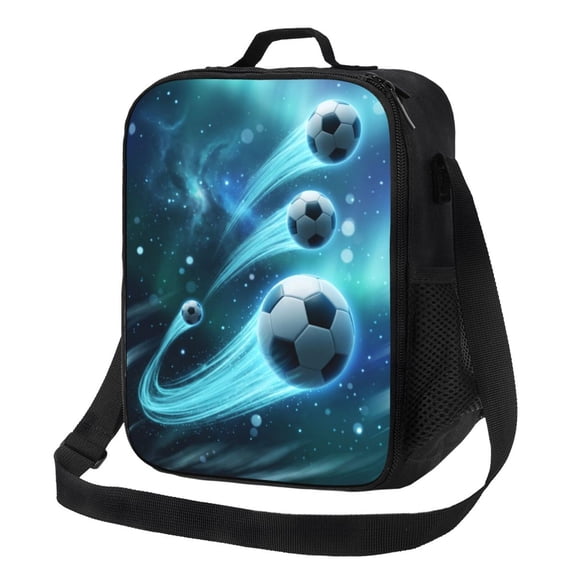 Soccer Lunch Box For Women Men, Insulated Leakproof Waterproof Lunch Bag With Mesh Pocket, Portable Cooler Tote Bag