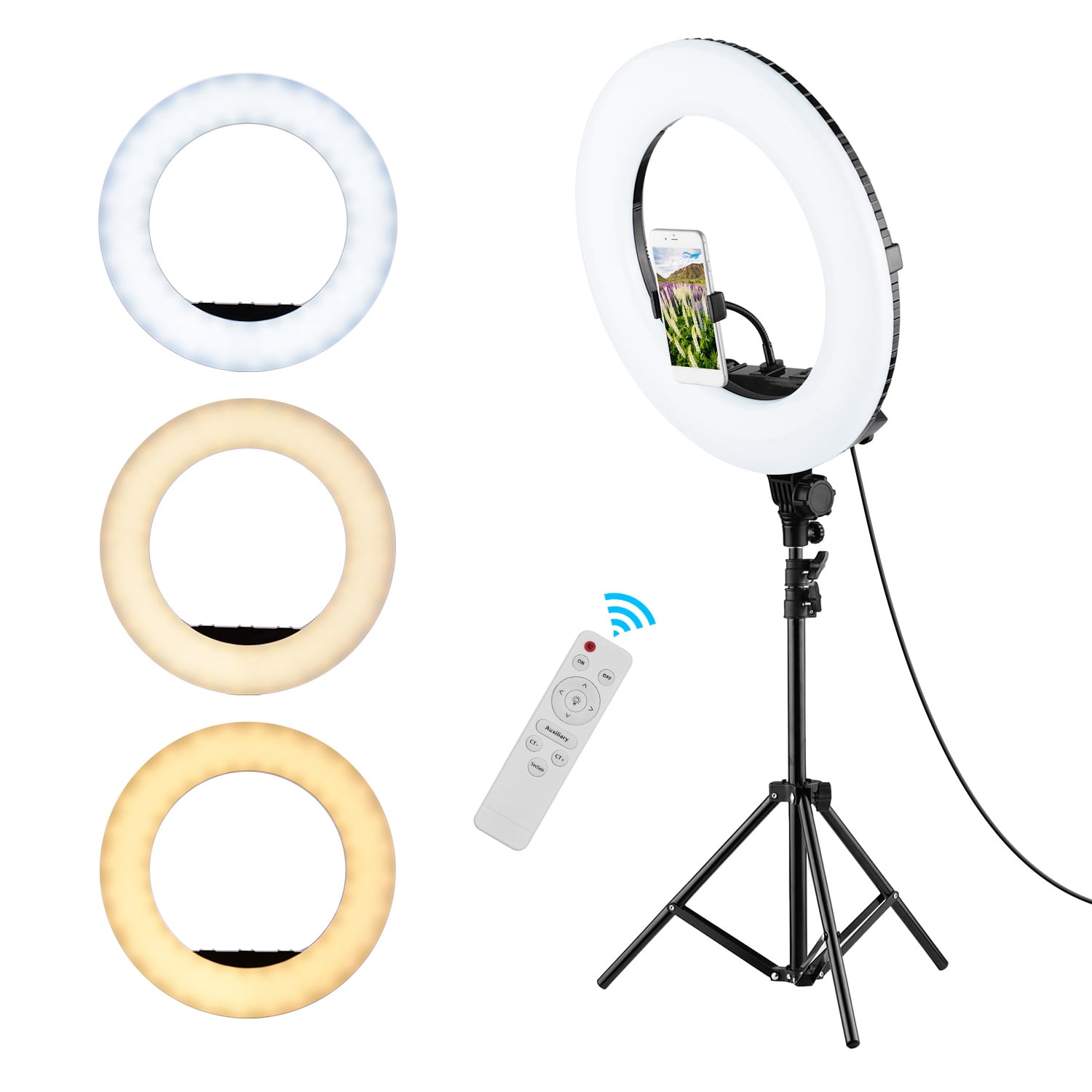 18"Dimmable LED Ring Light Kit with Stand 3000K-6000k for Makeup Phone Camera UK 
