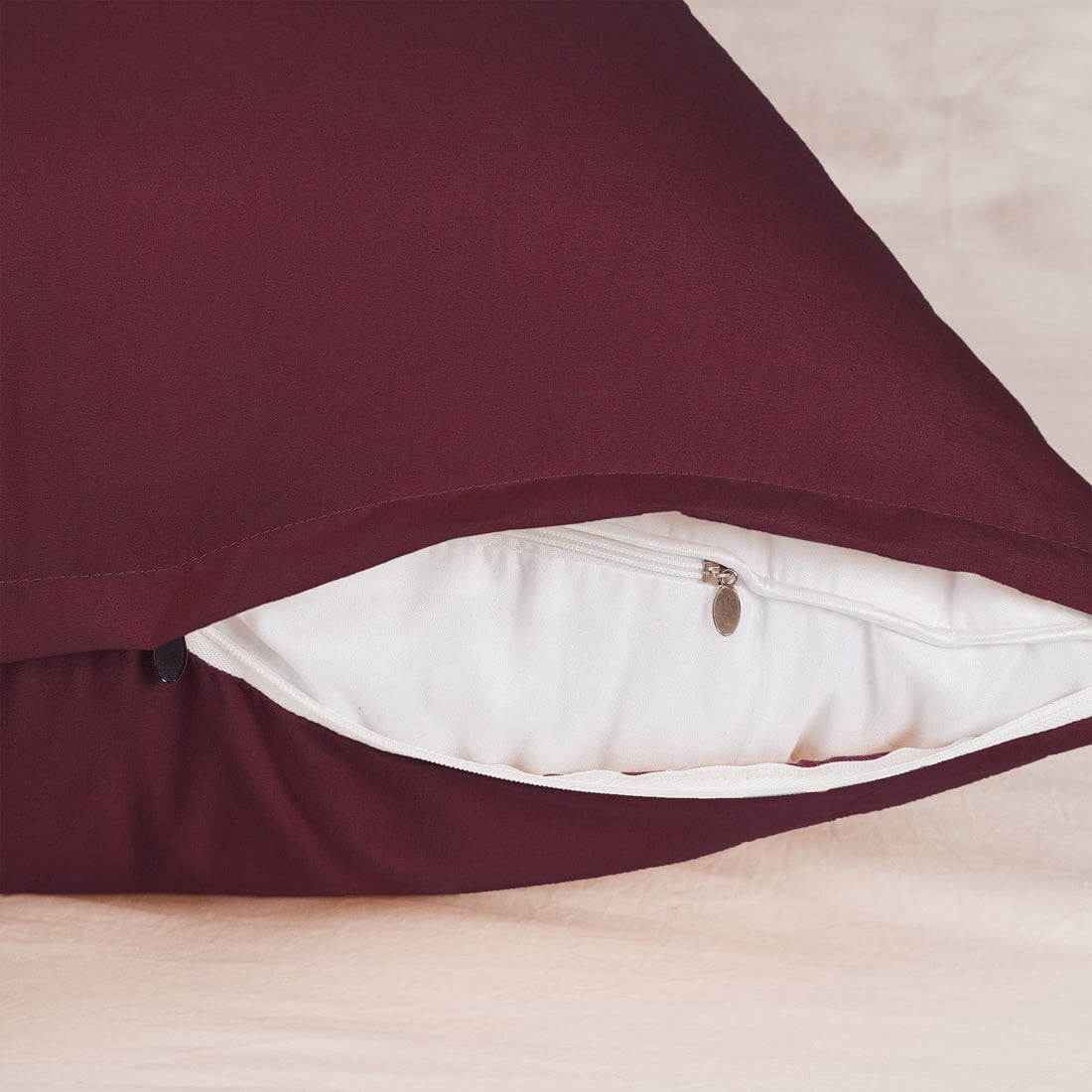 Unique Bargains Pillowcases Zippered Microfiber Body Pillow Cover Wine 20" x 54"