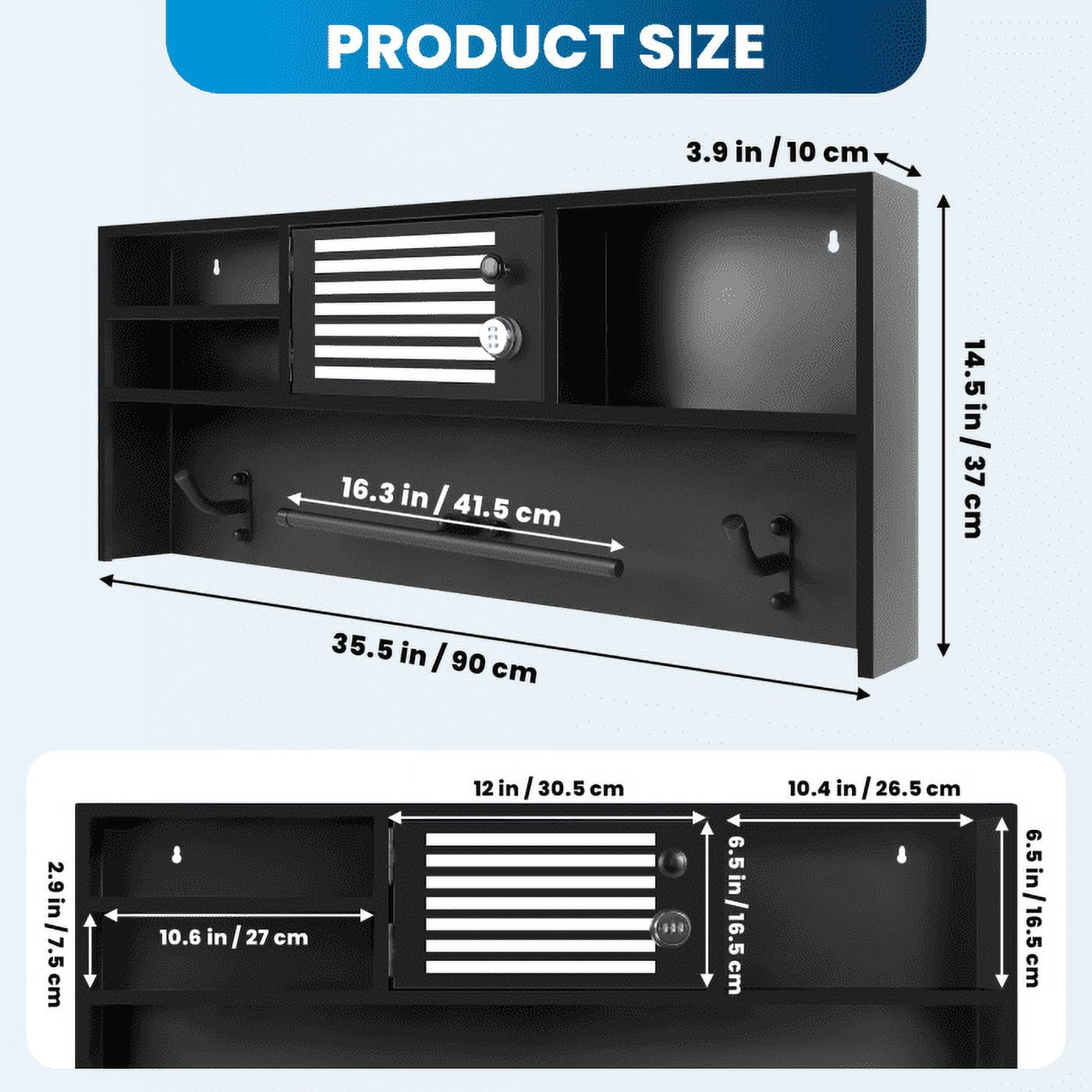 ​Heavy-Duty Police Equipment Hanger, Wall Mounted Metal Gear Stand with Combination Lock, Rustproof Design for Outdoor Use, Offices, Patrol Cars