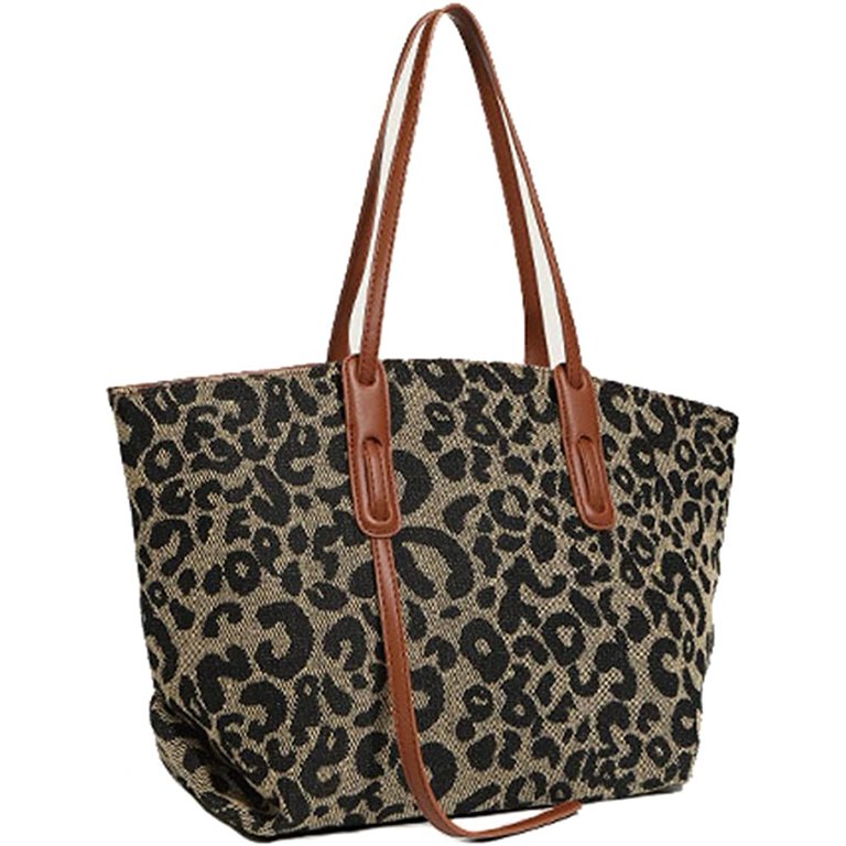 Hawee Women's Leopard Print Large Capacity Shoulder Bag Hobo Crossbody Handbag Casual Tote Bag, Brown