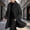 Black-A, variant on Men's Thermal Long Hooded Winter Trench Coat Wool Blend Overcoat Business Casual Zipper Jacket Outwear with Button Windproof Hood Collar