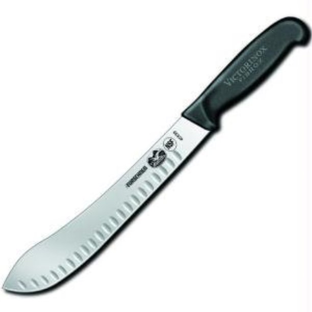 Victorinox Butcher Straight Granton Fibrox Pro Handle, 10", Black
