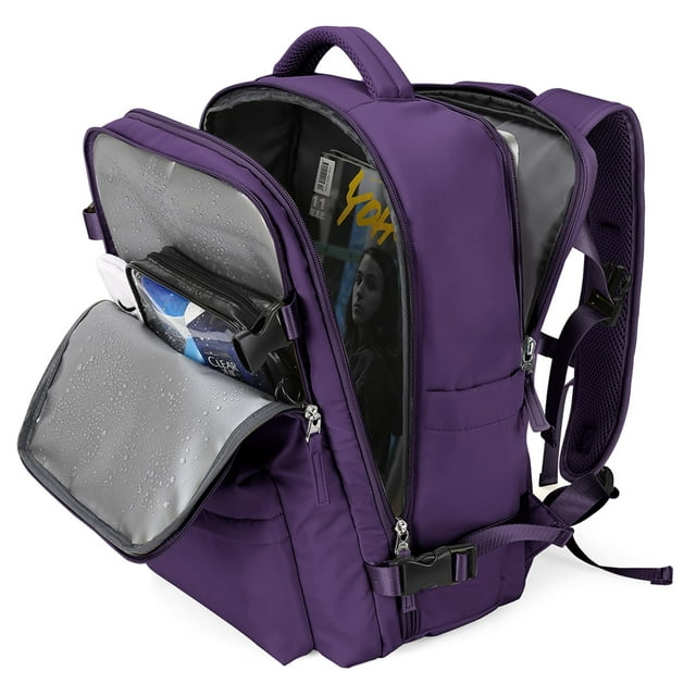 Mochila de viaje WONHOX Large para mujer impermeable morada