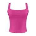 thumbnail image 4 of ZHOGXU Camisole For Women Sleeveless Tank Tops Solid Color Square Neck Comfortable Stretchy Slim Fit Vest For Daily Wear,Hot Pink,L, 4 of 4