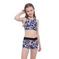 thumbnail image 4 of Sxiwei Girls' Kids 2-Piece Active Set Dance Sport Outfits Racer Back Top and Booty Short Gymnastics Colorful 12, 4 of 7