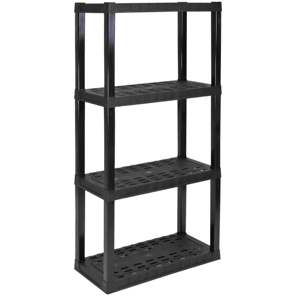 Oskar Plastic Storage Shelves 4-Tier Heavy Duty Shelving Unit 30"W x 14" x 75"H, Black