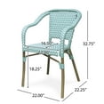 thumbnail image 4 of GDF Studio Grouse Outdoor French Bistro Chairs, Set of 2, Light Teal, White, and Wood Print, 4 of 8