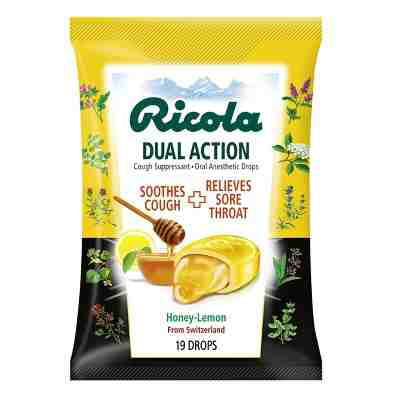 Ricola Dual Action Cough & Sore Throat Relief Drops - Honey Lemon -