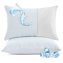 GOGREEN Bamboo Waterproof Pillow Protector, Breathable Pillow Cover, 3D Air Fabric Cooling Pillow Case Protector with Zipper (2 Packs, King 20"x36", White)