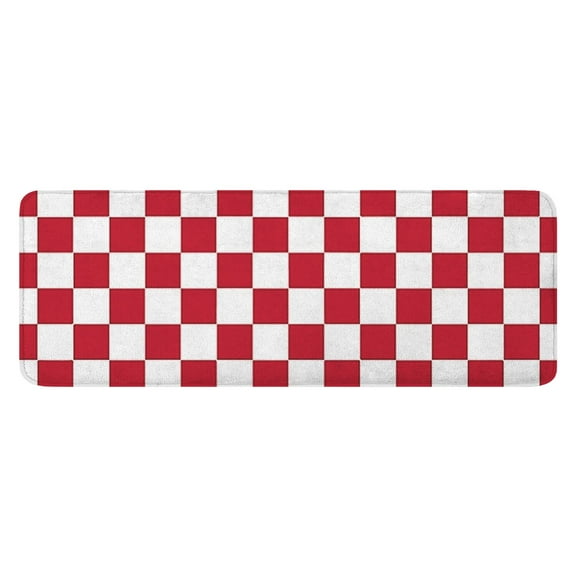 Red and White Checkered Pattern Kitchen Rug Mat,Kitchen Runner Rugs Non Skid Washable,Decorative Kitchen Floor Mats for Kitchen,Sink,Laundry,17"x47.2"