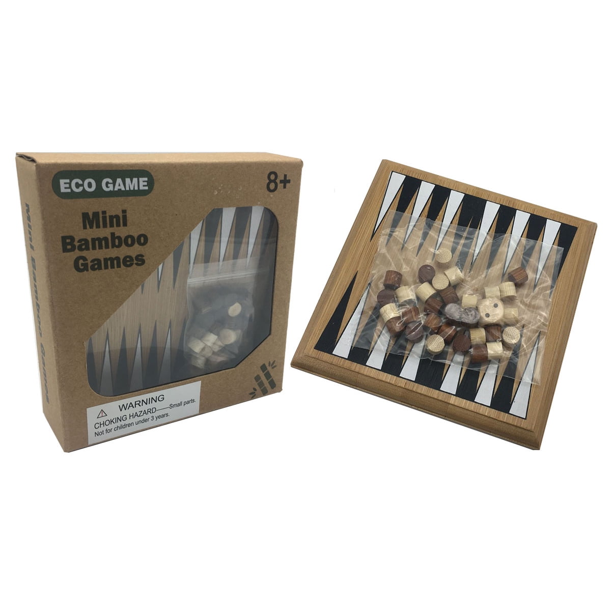 Zummy Natural Wooden Backgammon Game Puzzle - Mini Size