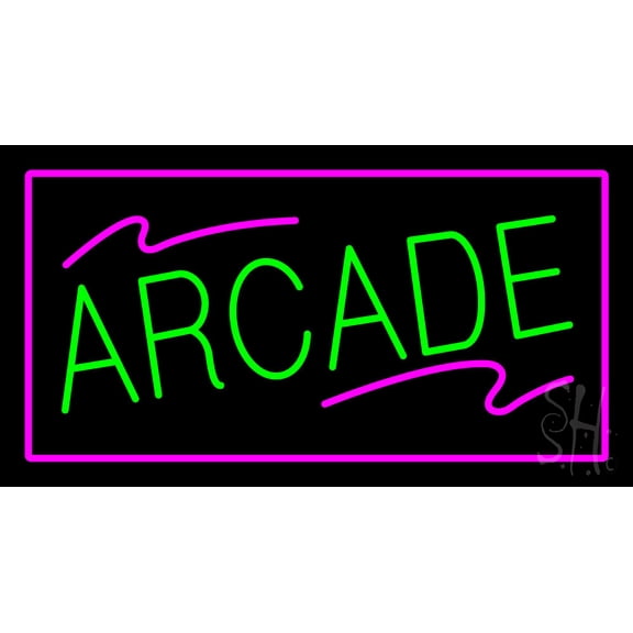 Arcade Rectangle Purple LED Neon Sign 20 x 37 - inches, Black Square Cut Acrylic Backing, with Dimmer - Bright and Premium built indoor LED Neon Sign for wall dcor, arcarde, and storefront.