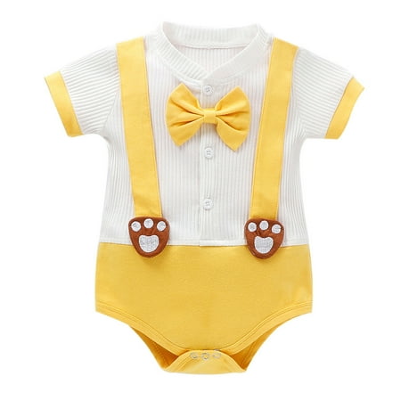 

Xinduolei Toddler Kid Baby Girls Boys Cartoon Gentleman Bow Romper Bodysuit