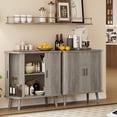 thumbnail image 4 of FANRAL 31.5" Wide Fluted Sideboard Buffet Cabinet with Sliding Door,Adjustable Shelves,Multi-Functional Storage Console for Kitchen Dining Room Living Room,Gray Storage Cabinet, 4 of 7
