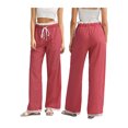 thumbnail image 2 of Diconna Women's Casual Wide Leg Pants Drawstring Elastic Waist Plaid Print Boxer Pants Ruffle Trousers, 2 of 9