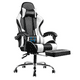 Gtplayer Gaming Chair with Footrest and Ergonomic Lumbar Massage Pillow, White - image 1 of 7