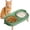 Green, variant on Elevated Pet Feeder with Wooden Stand,2 Removable Stainless Steel Bowls,Spill Proof Raised Bowl for Cats & Small Dogs,1 Set