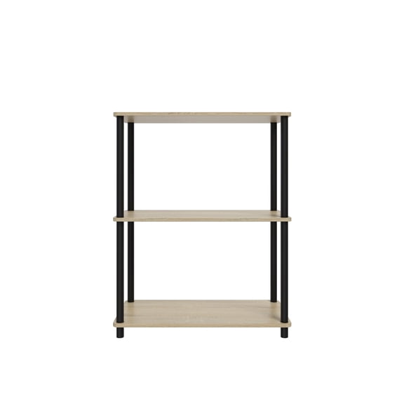 3 Tiers Wood Household Shelving Unit in Natural Oak (23.54 in. W x 29.72 in. H x 11.73 in. D)