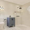 thumbnail image 2 of Ayna Decors Rooh 24 in Charcoal Grey Bathroom Vanity Set with White Quartz Countertop and Brass Faucet | Pop-Up Drain and P-Trap Included | Black Hardware, 2 of 10