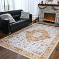 thumbnail image 7 of YJ.GWL Soft Boho Area Rug Vintage Floral Print Rugs Low-Pile Accent Carpets for Living Room Bedroom Home Decor,4'X6',Gold, 7 of 7