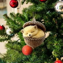 4in Forest Animal Acorn Christmas Tree Pendants - Cute Holiday Gift Ornaments, Hanging Decor for Christmas Trees, Home Parties, Festive Forest Theme Decor, Small Acorn Gift for Family, E