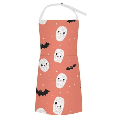 

ZZZHY Halloween Mummy Cartoon Bat-600 Apron with Pockets Adjustable Aprons for Men/Women Waterproof Chef Aprons for Kitchen Gardening Cooking BBQ Baking Halloween Thanksgiving Christmas