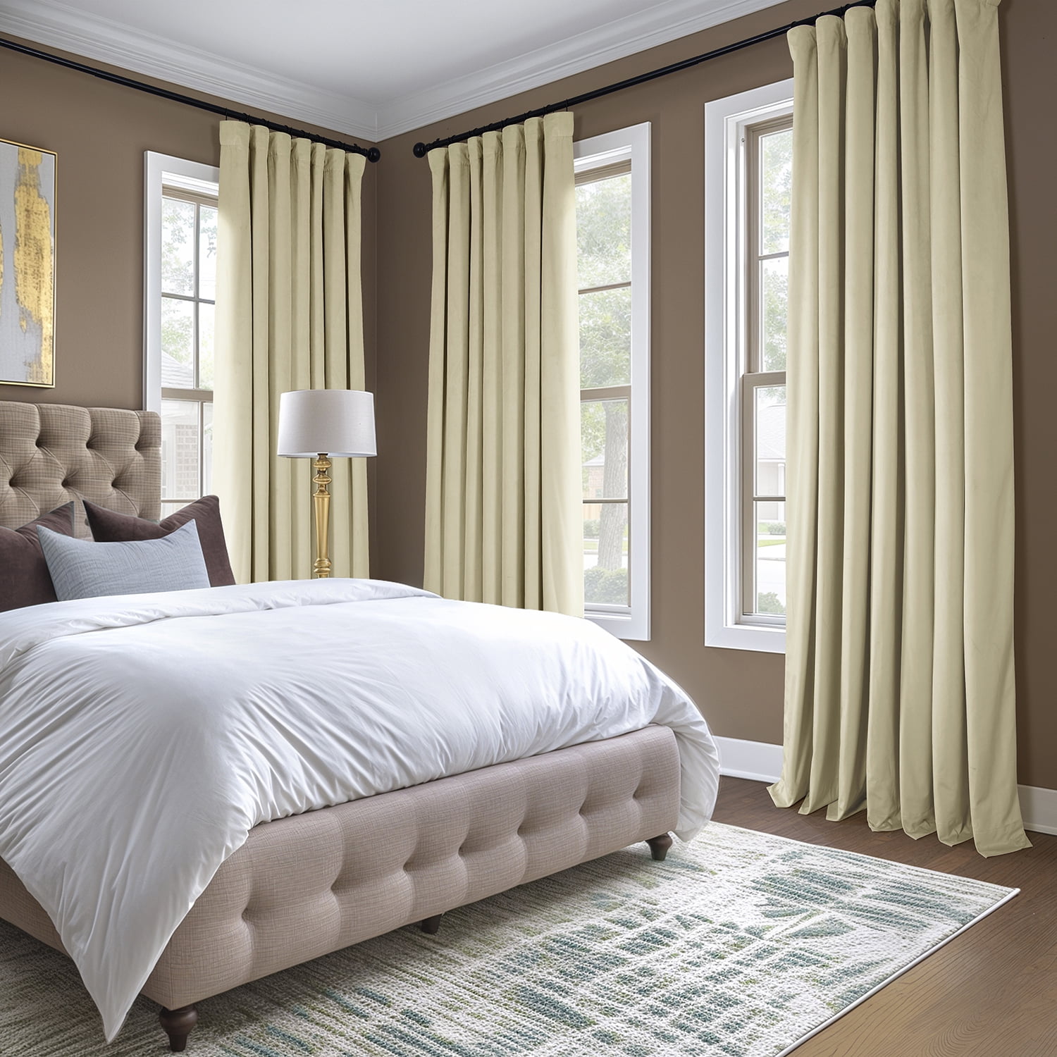 Half Price Drapes Au Lait Creme Heritage Plush Velvet Room Darkening Curtains (1 Panel), 50W X 108L