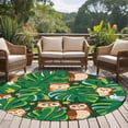 thumbnail image 4 of Round Rug 5Ft Washable Non-Slip, Summer Owls Circle Area Rugs for Living Room Bedroom, Green Palm Leaves Tropical Plants Indoor Floor Mats Carpet Runner for Home Decor Aesthetic, 4 of 8