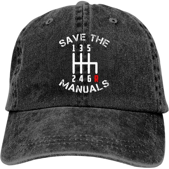 Save the Manuals Three Pedals 6 Speed Transmission Baseball Cap Vintage Adjustable Washed Hats Cowboy Hats Denim Dad Hat for Men Women Boy Girl