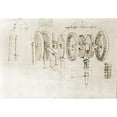 thumbnail image 2 of Page From The Notebooks Of Leonardo Da Vinci Showing A Geared Device Disassembled. Ca. 1500. History (24 x, 2 of 2