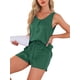 thumbnail image 4 of Conjunto de pijama de 2 piezas de tank top de satén y shorts con frente plisado para mujer INSPIRE CHIC XL Verde, 4 of 5