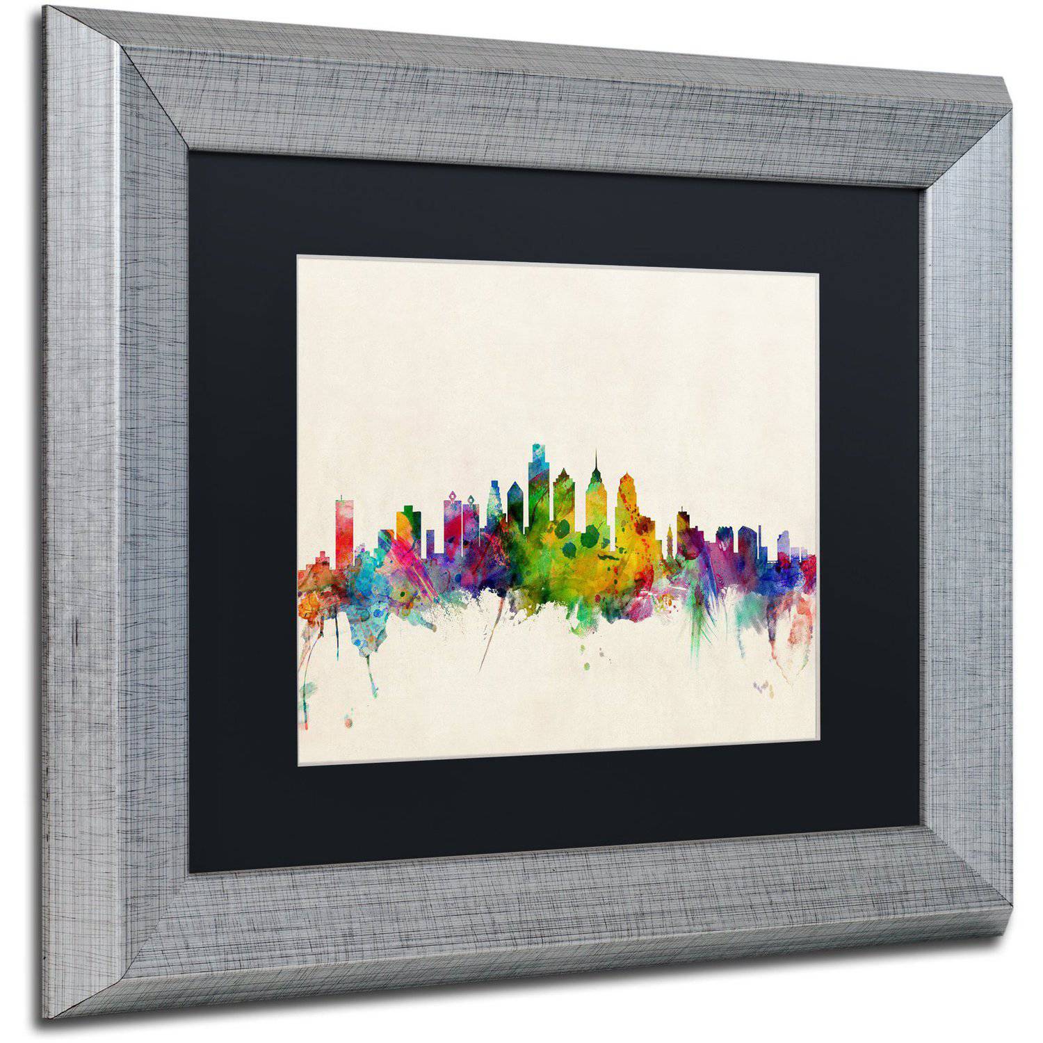 Trademark Fine Art "Philadelphia PA" Canvas Art by Michael Tompsett Black Matte, Silver Frame