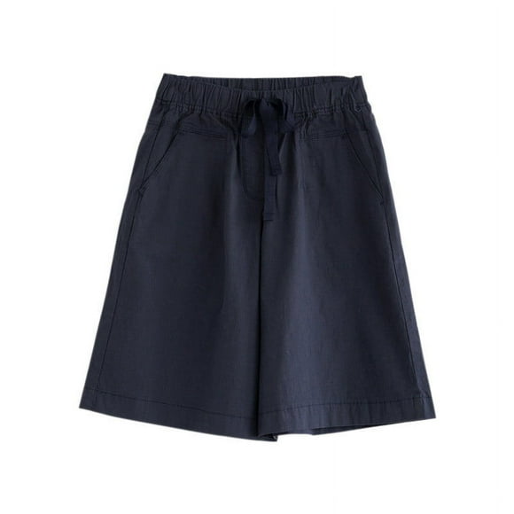 QATAINLAV Womens Shorts Casual, Shorts for Women Summer Casual Wide Leg Shorts Loose Athletic Drawstring Waisted Shorts Trendy Solid Color Beach Short Pants with Pockets, Black, 5XL