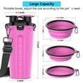 thumbnail image 6 of Dog Travel Water Bottle with Collapsible Bowls, Portable 2 in 1 Leakproof Pet Water Bottle Dispenser & Food Treat Container, Outdoor Food Water Dog Bowls for Walking, Trips, Camping & Hiking - Pink, 6 of 9